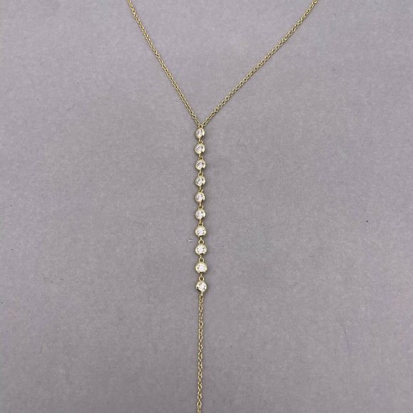 925 Sterling Silver Real Pearl Lariat Chain Necklace Gold Tone - Picture 6 of 6